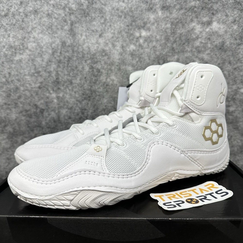 Rudis JB1 Wrestling Shoes Mens Sz 10 Womens Sz 11.5 White Gold Jordan Burroughs